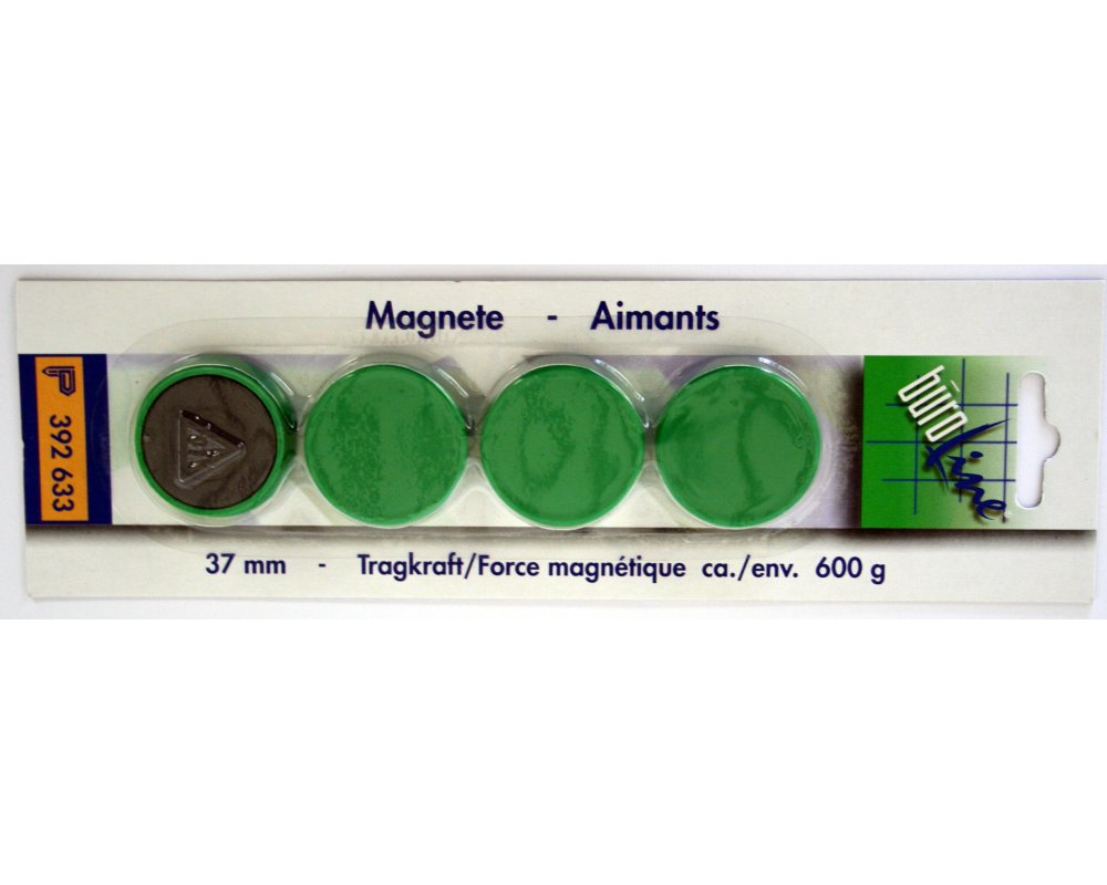 BÜROLINE Magnet 37 mm 392633 grün 4 Stück