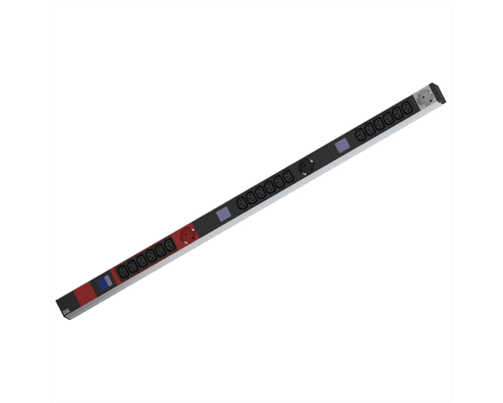 BACHMANN BN0500 19" PDU 1HE 18xC13 3x Schutzkontakt, Leistungsmessung, Anschluss CEE 3x 16A, rot