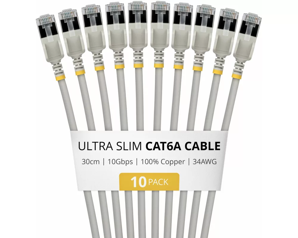 StarTech.com 6ASTP34GRS30CM10PK Netzwerkkabel Grau 0,3 m Cat6a U/FTP (STP) Rund