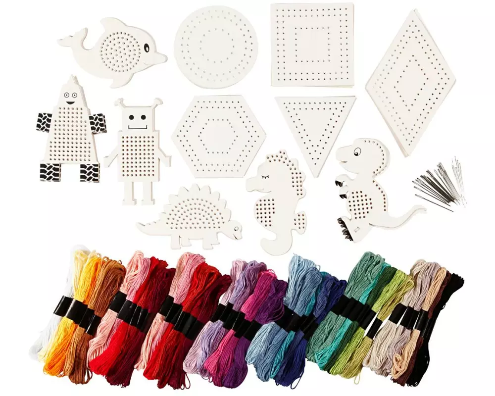 Creativ Company Stickgarn mit Stickrahmen assortiert