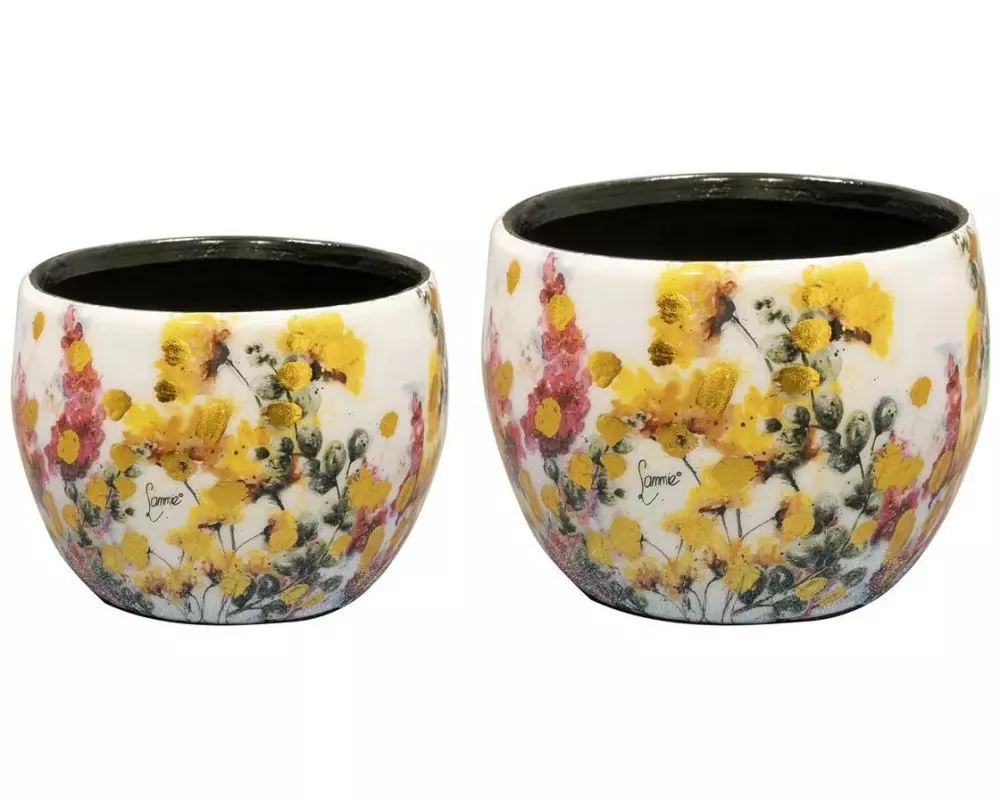 CHALET Blumentopf Floral, 9 x 9 x 7 cm, 2er-Set