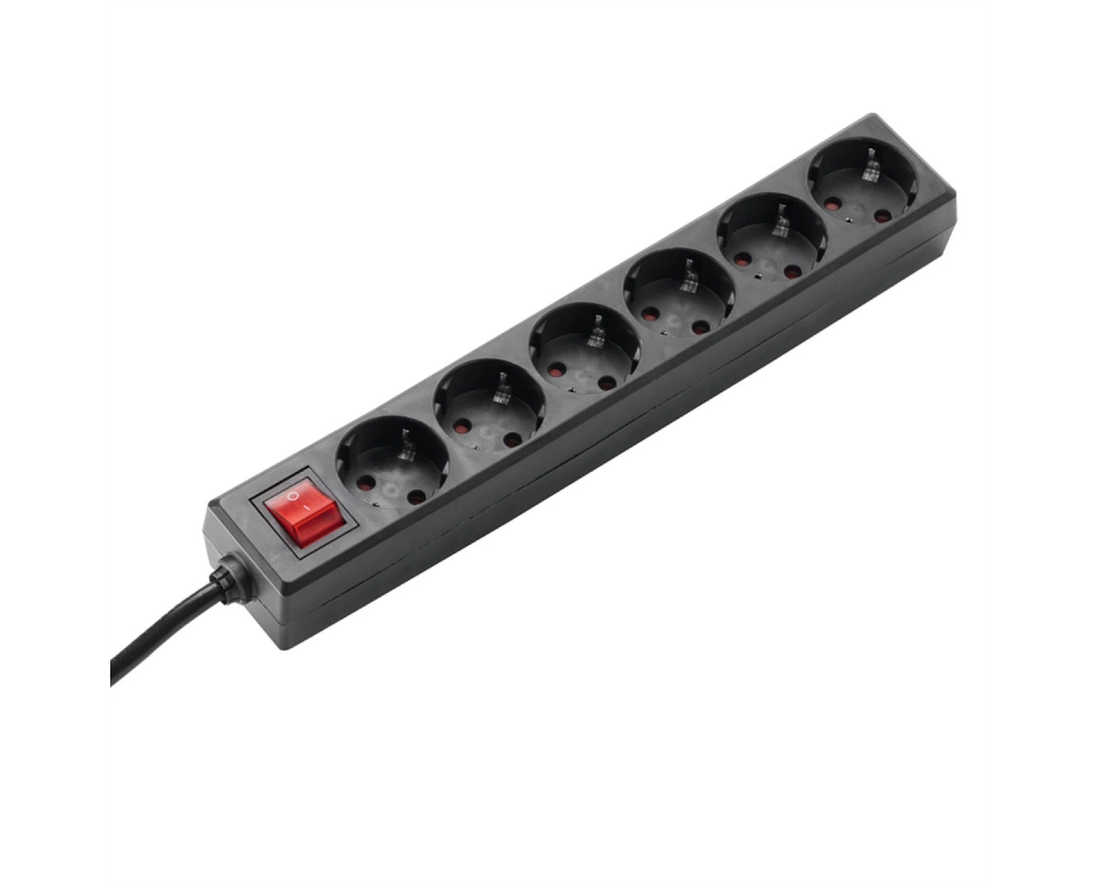 BACHMANN SELLY Steckdosenleiste 6x Schutzkontakt, Schalter, schwarz, 1,5 m