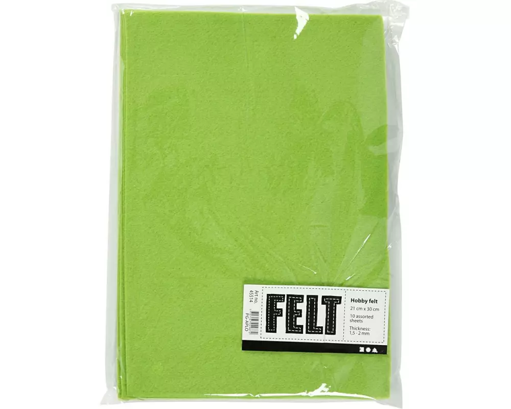 Creativ Company Bastelfilz 1.5 - 2 mm, A4, 10 Blatt, Hellgrün