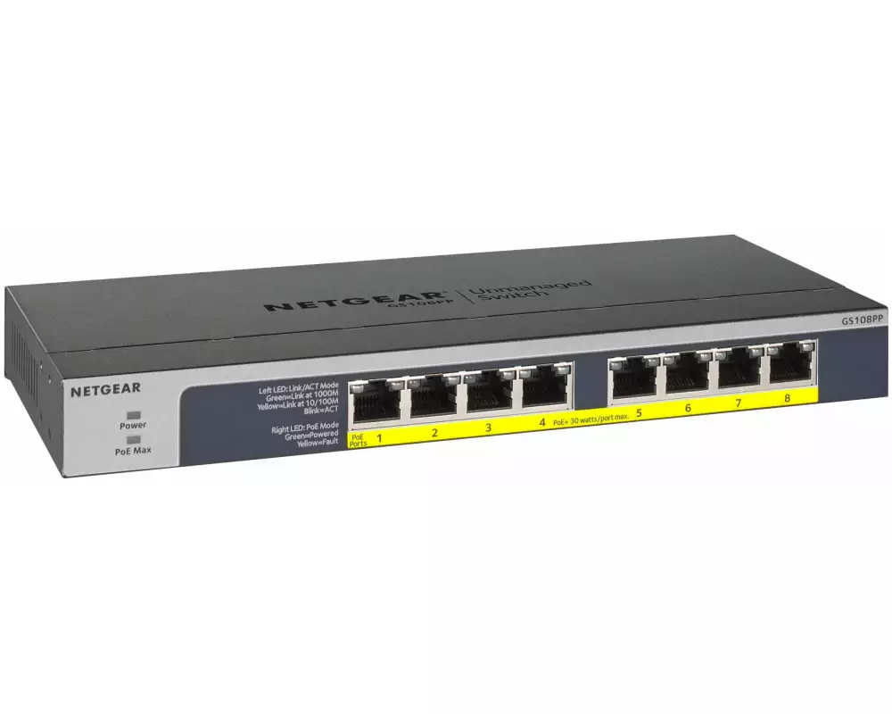 Netgear PoE+ Switch GS108PP 8 Port