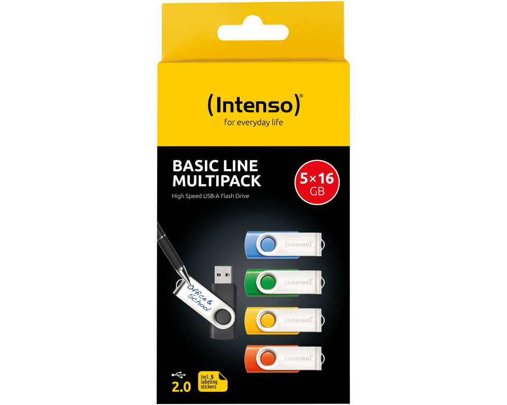 INTENSO USB-Stick Basic Line 5x16GB 3503575 UBS 2.0 Multipack