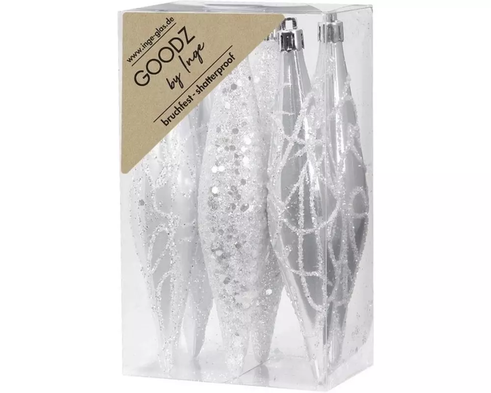 INGES CHRISTMAS DECOR Weihnachtsschmuck Olive 6 Stück, Silber