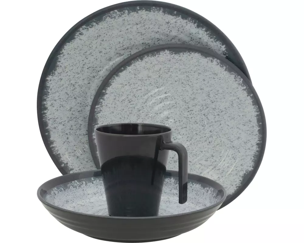 Eurotrail Speise-Service Rock Melamine 16 Stück, Anthrazit
