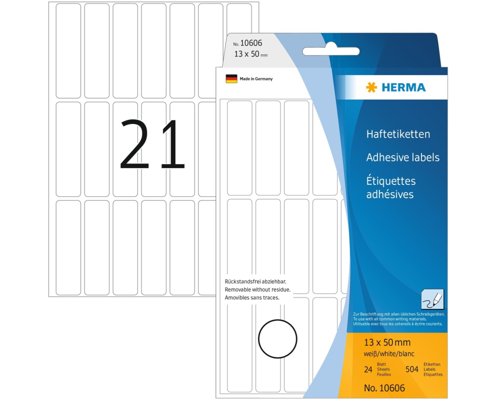 HERMA Etiketten Movables 13×50mm 10606 weiss, non perm. 672 Stück