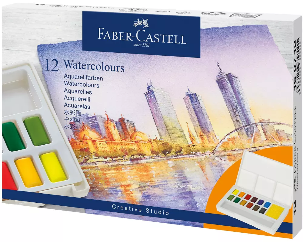 Faber-Castell Aquarellfarbe 12er Etui, Mehrfarbig