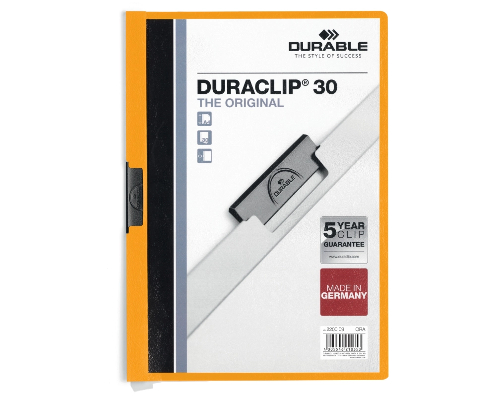 DURABLE Klemmhefter DURACLIP 30 220009 für 30 Blatt A4 orange