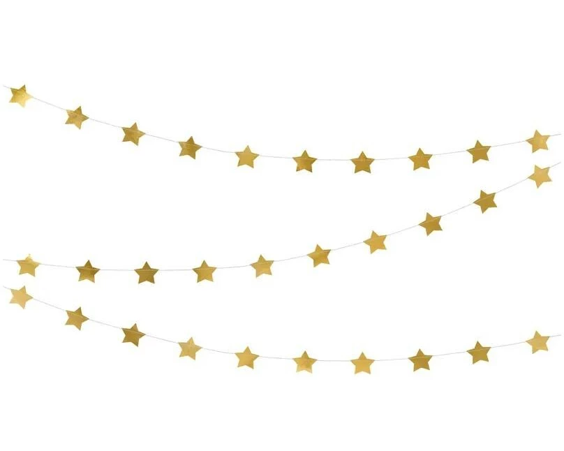 Partydeco Sternengirlande aus Folie Gold 3.6 m
