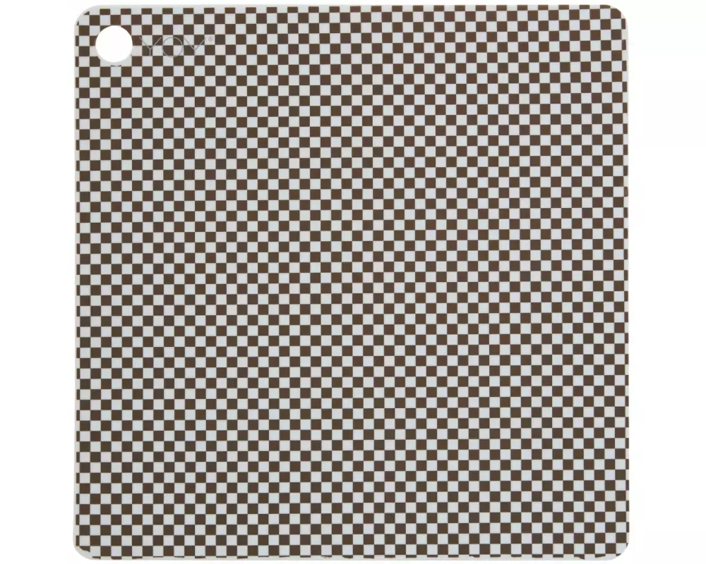 OYOY Tischset Checker 38 cm x 38 cm, 2 Stück, Blau-Schokolade