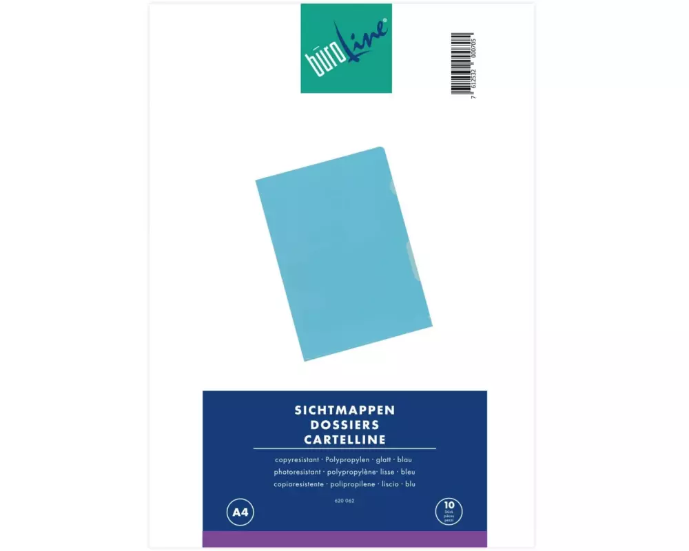 Büroline Sichthülle A4 Hellblau, 10 Stück