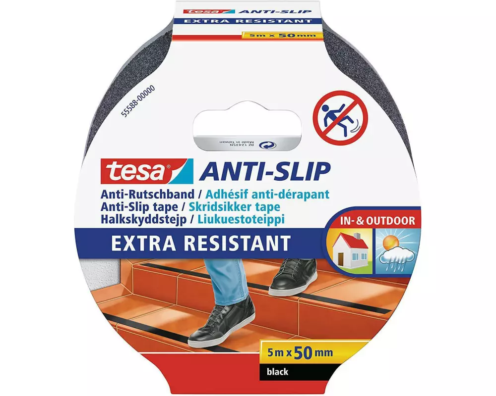 tesa Anti-Rutschband 5 m x 50 mm Schwarz