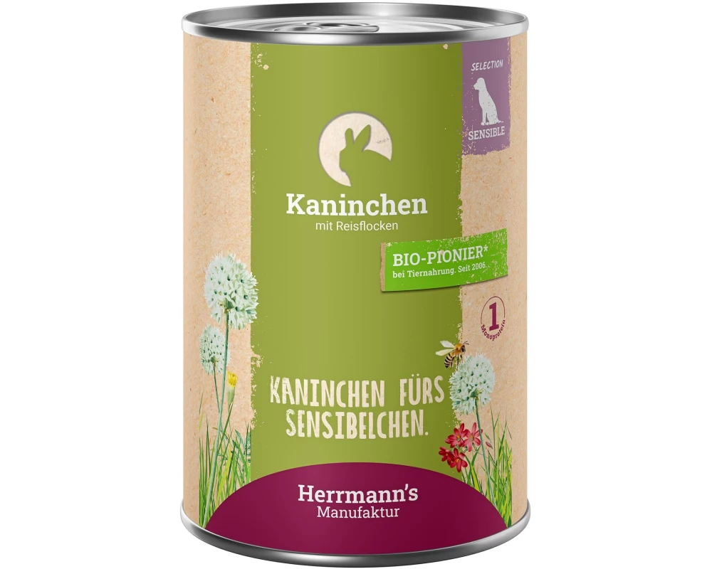 Herrmann's Nassfutter Kaninchen mit Reisflocken 400 g