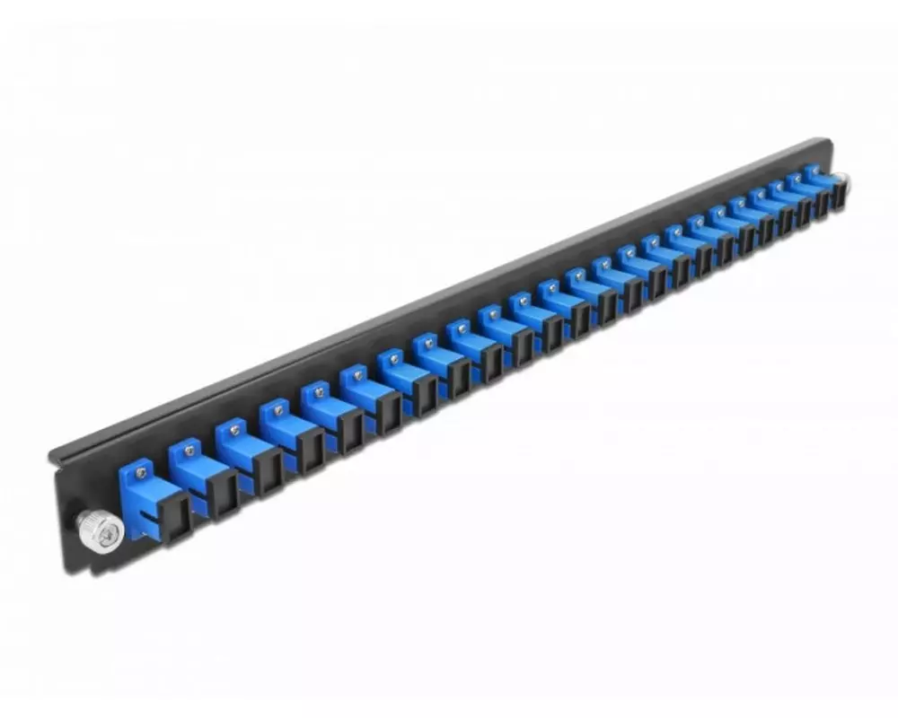 Delock Verteilerplatte Frontblende 24 Port SC Simplex blau 19" Rack