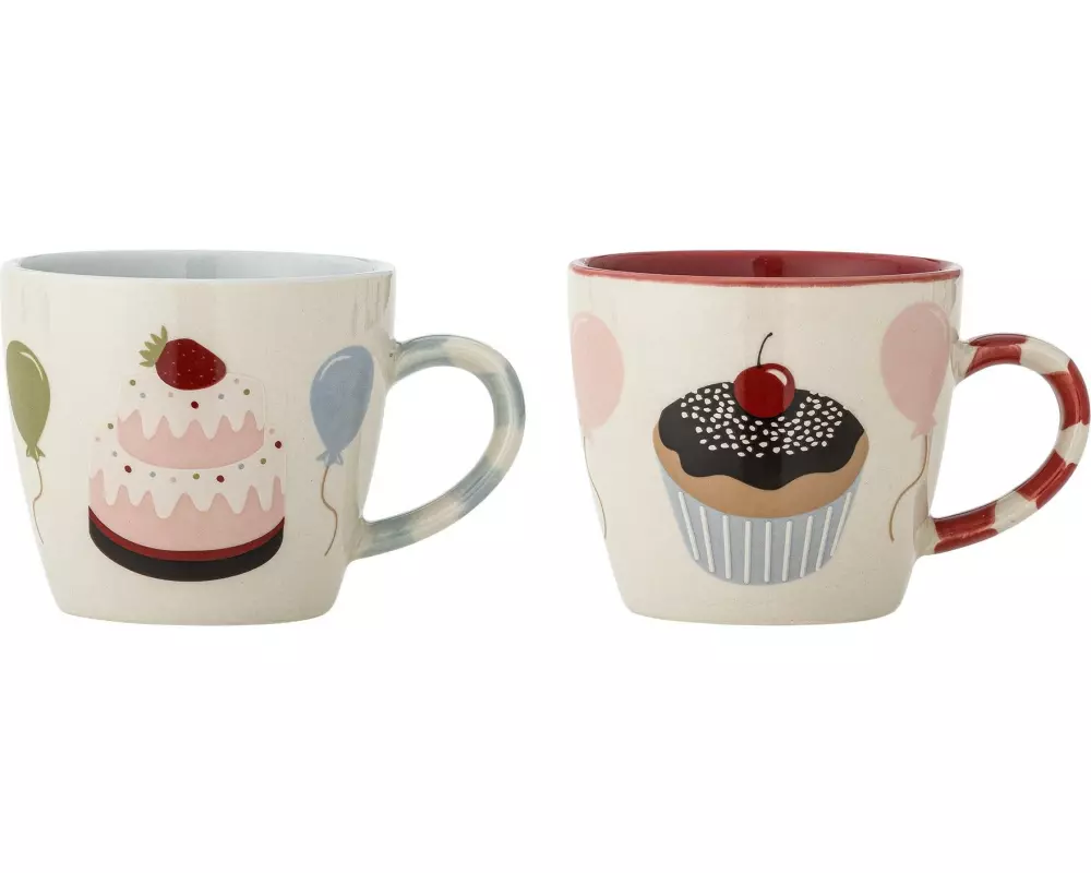 Bloomingville Kindertasse Darby 2er Set, Rot, Steingut