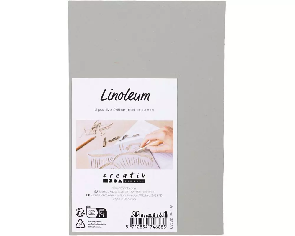 Creativ Company Stempel Zubehör Linoleumplatte 10 x 15 cm, 2 Stück