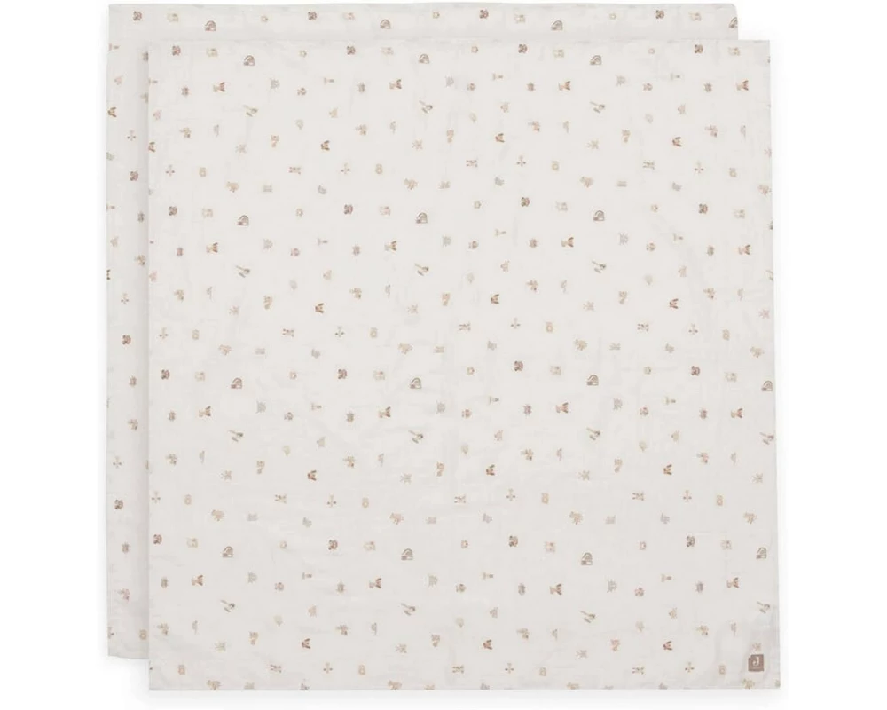 Jollein Mulltuch Nuscheli Animal Friends 2er, 115 cm x 115 cm