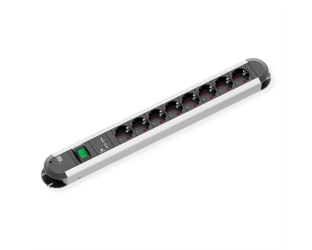 BACHMANN PRIMO Steckdosenleiste 8x Schutzkontakt, 2x USB-Ladeport, Schalter, 1,75 m