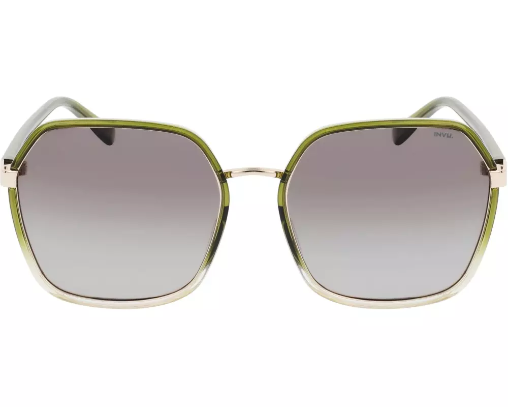INVU. Sonnenbrille Ylania Gold / Dark Green mit Etui