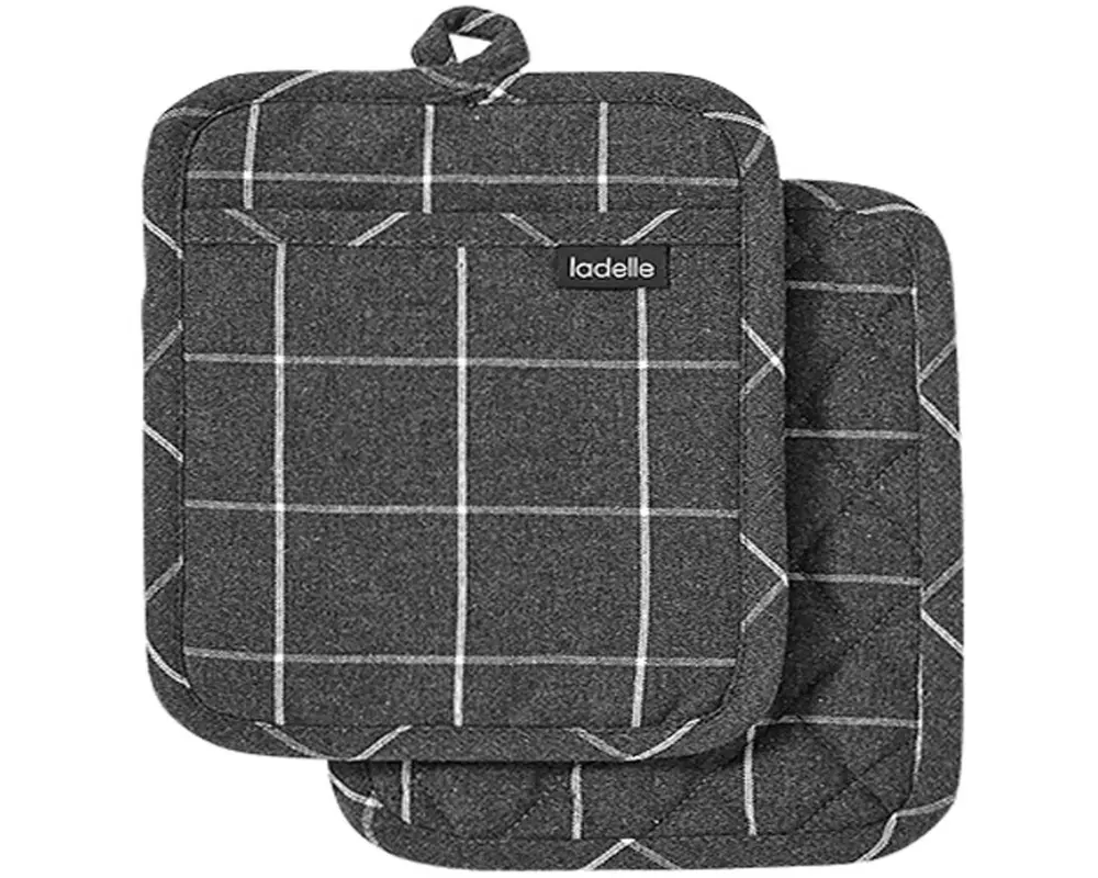 Ladelle Topflappen Eco Check 2 Stück, Anthrazit