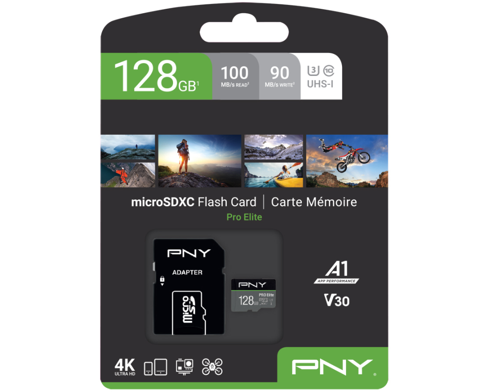 PNY micro-SDXC Pro Elite 128GB P-SDU128V31100PRO-GE UHS-I U3 A1 & adapter