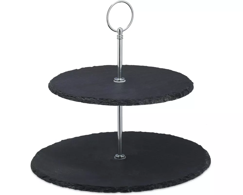 relaxdays Etagere 2-stufig, Anthrazit/Silber