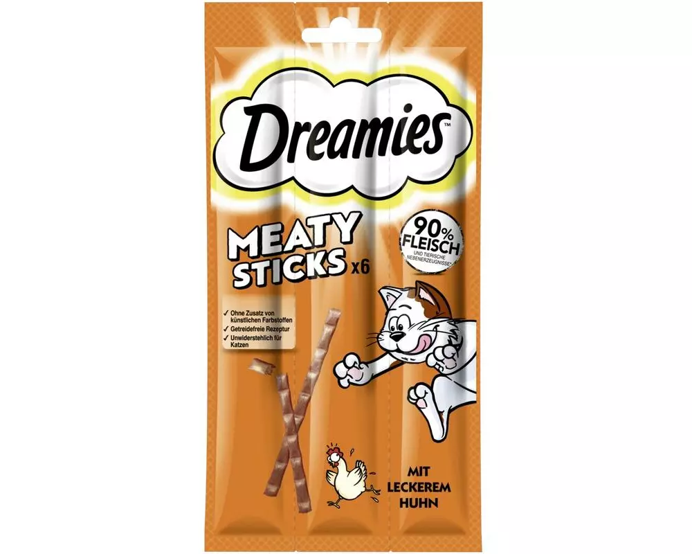 Dreamies Katzen-Snack Meaty Sticks Huhn 6 x 5 g