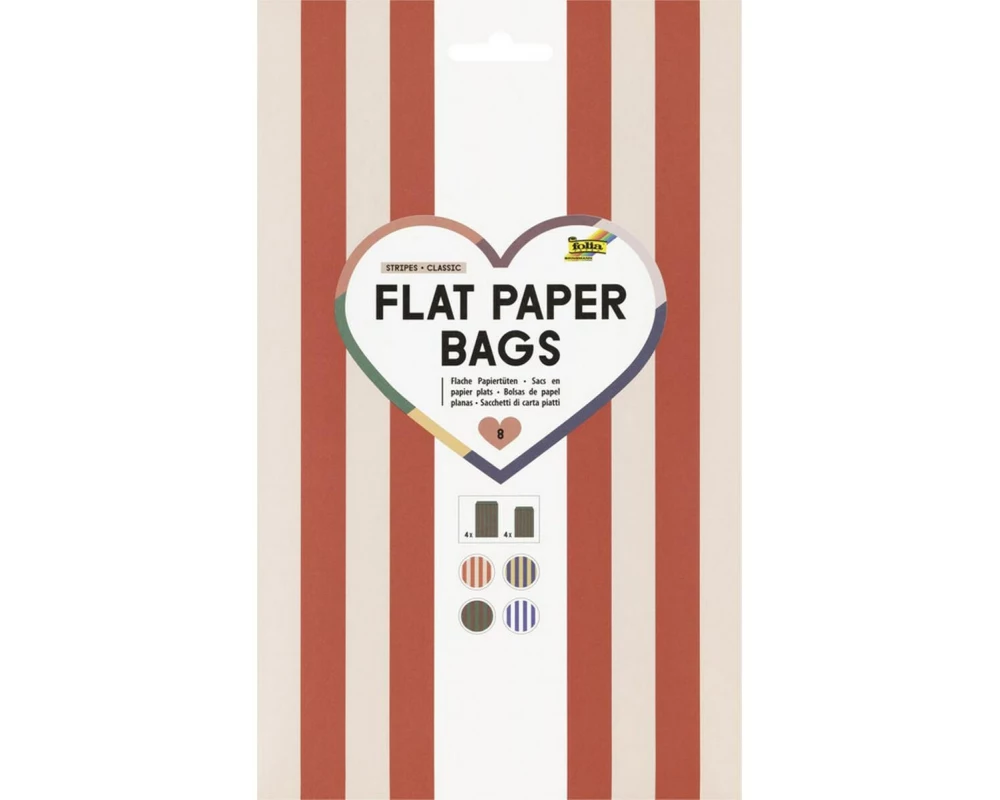 Folia Flat Paper Bags Stripes CLASSIC 8 Stück