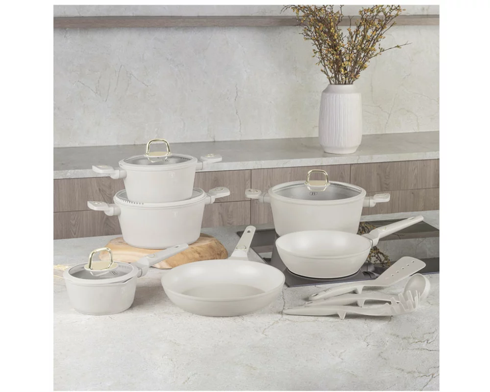 Berlinger Haus 15-teiliges Kochgeschirr-Set matt cream Sahara Collection