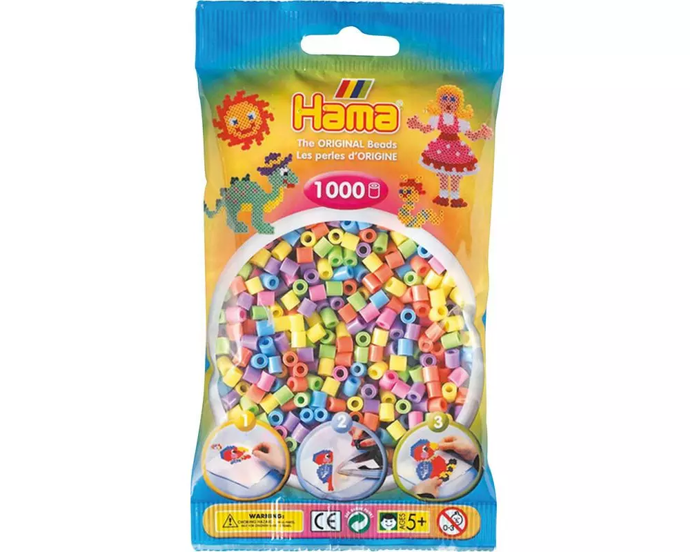 Hama Bügelperlen 1000 Stk. pastell Mehrfarbig