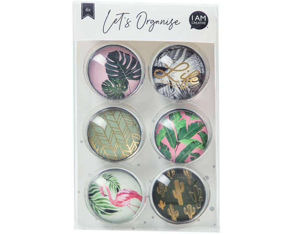 I AM CREATIVE Magnet Natur Let`s Organize MAA4035.61 Glas, 3x1cm 6 Stück