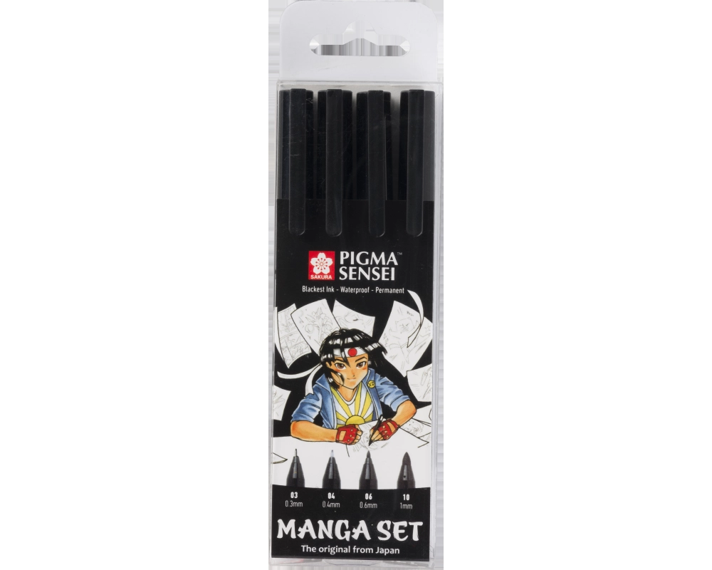 SAKURA Fineliner Pigma Sensei 0.3-1mm POPIGSEN4 Manga-Set 4 Stück