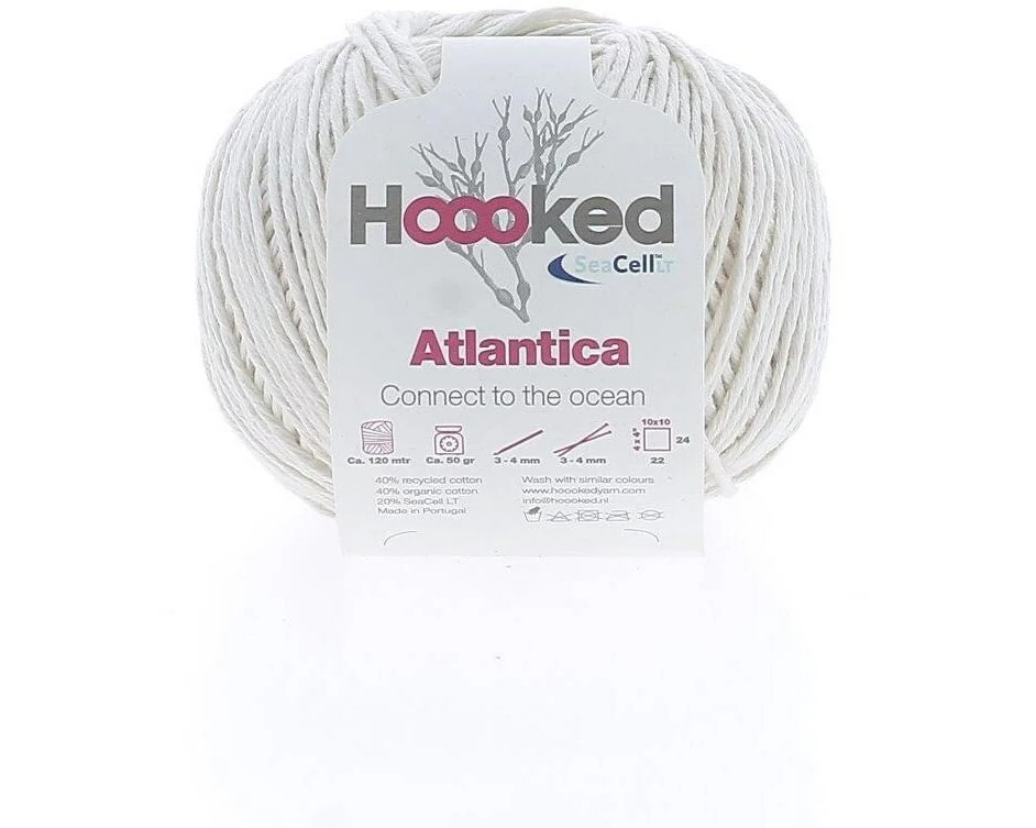 Hoooked Baumwollgarn Hoooked Atlantica SeaCell Garn Weiss