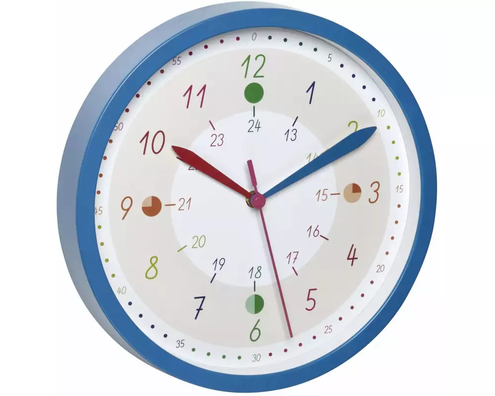 TFA Dostmann Kinder Wanduhr Tick & Tack Blau