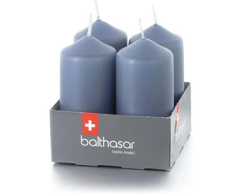 balthasar Zylinderkerzen 8 cm x 4 cm, Blue Denim , 4 Stück