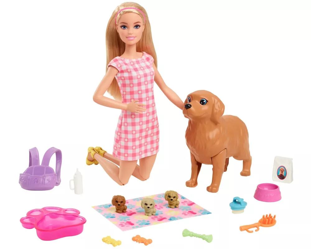 Barbie Spielset Puppe mit Hund und Welpen
