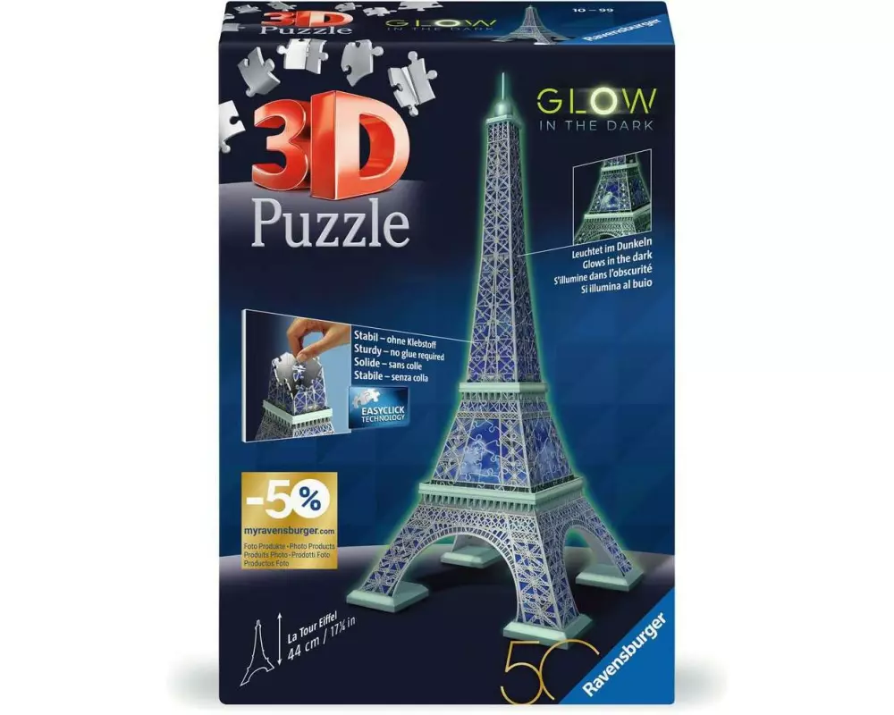 Ravensburger 3D Puzzle Eiffelturm - 50 Jahre blaues Dreieck