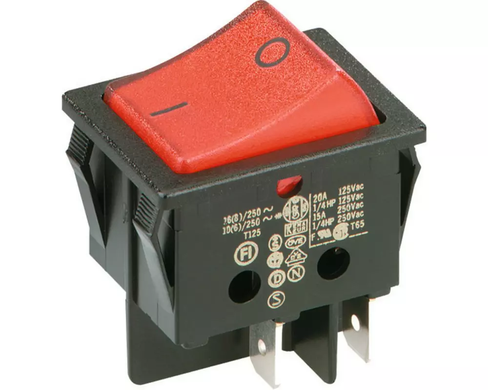 Bachmann Wippenschalter 3652, beleuchtet, 2polig schwarz/rot