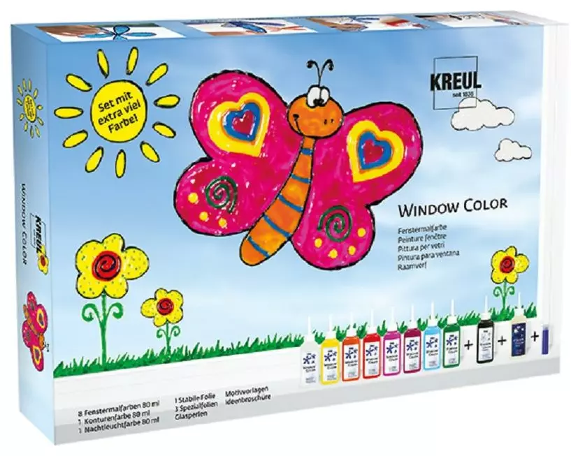 Kreul Fensterfarbe Window Color Set 80 ml, 17-teilig