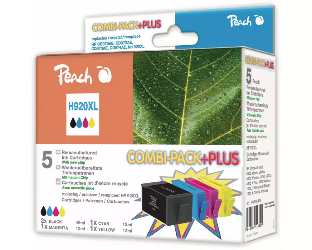 Peach Tintenset HP Nr. 920XL C, M, Y, 2x BK