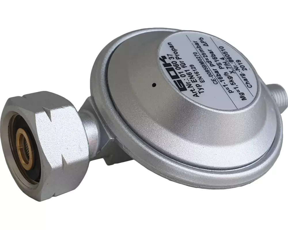 Outwell Gasregler Typ EN61, Abgang gerade, 1.5 kg/h, 30 mbar