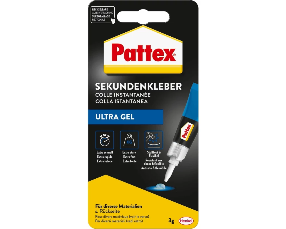 Pattex Sekundenkleber Ultra Gel PSG2C 1 x 3 g, Transparent