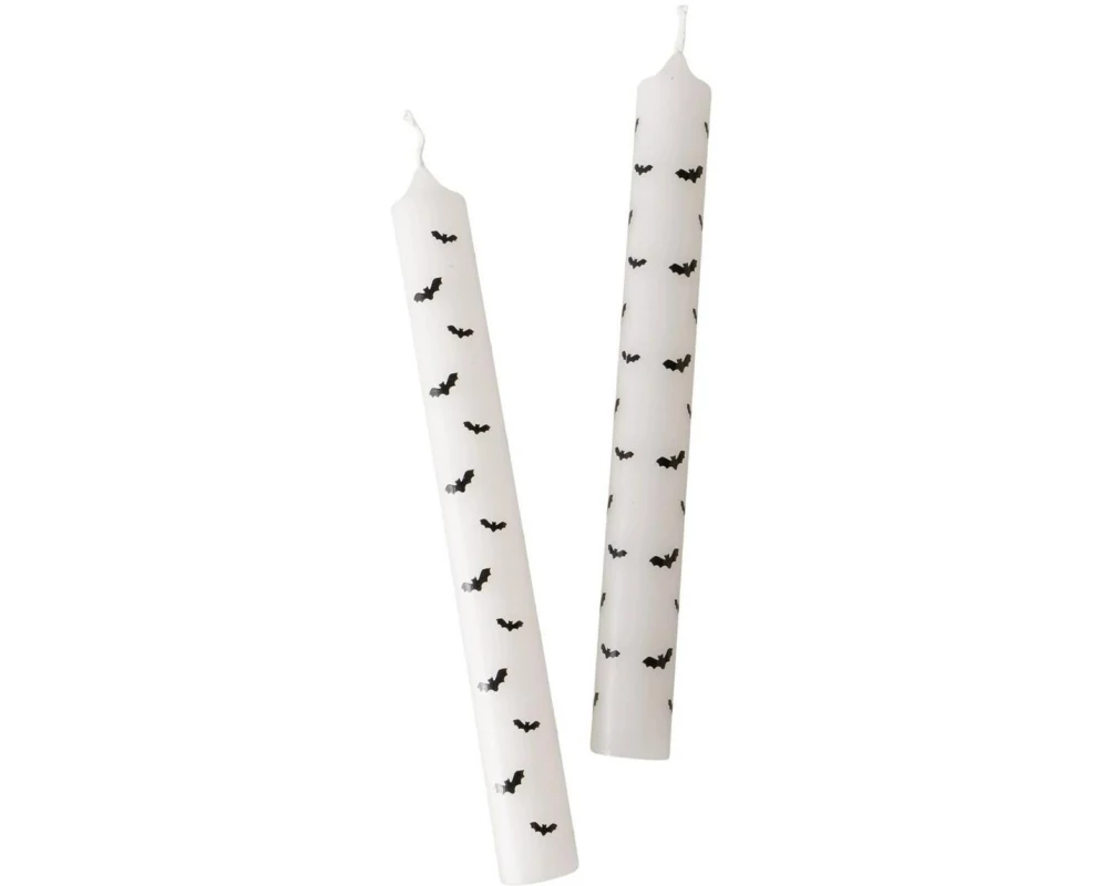 Boltze Kerzen Weiss mit Fledermäusen 2er Set
