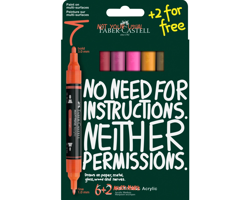 FABER-CASTELL Acrylmarker 1-3mm 186019 Flame 8 Stück