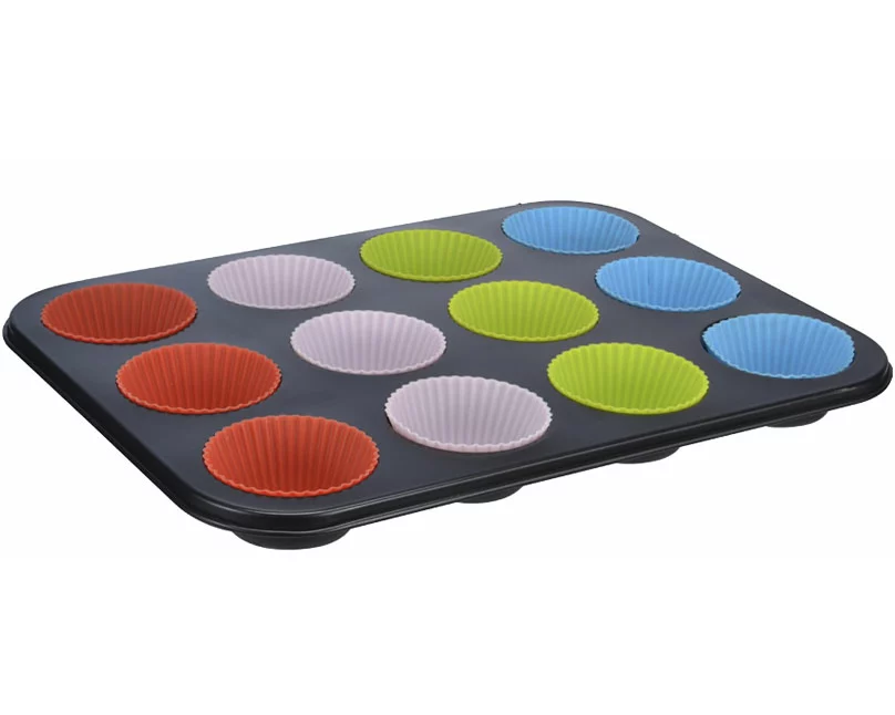FS-Star Muffin-Backform mit Silikonförmchen für 12 Muffins