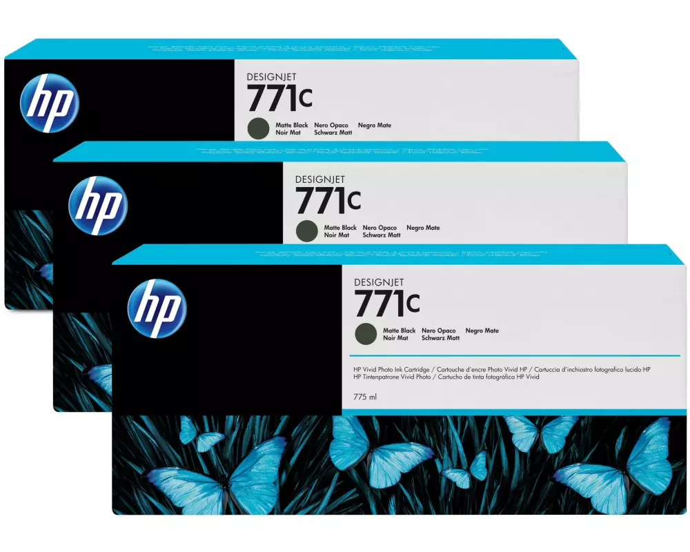 HP Tinte Nr. 771C (B6Y31A) Matte Black (3er-Pack)