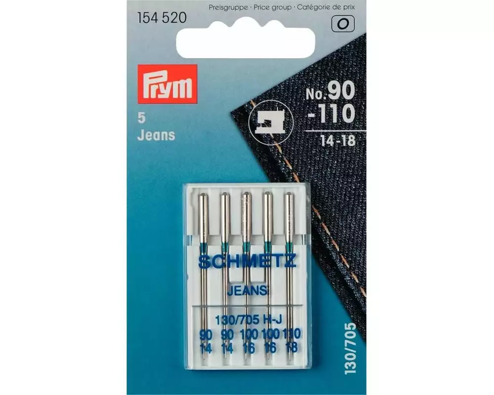 Prym Nähmaschinennadel Nr. 90 - 110, für Jeans, 5 Stück