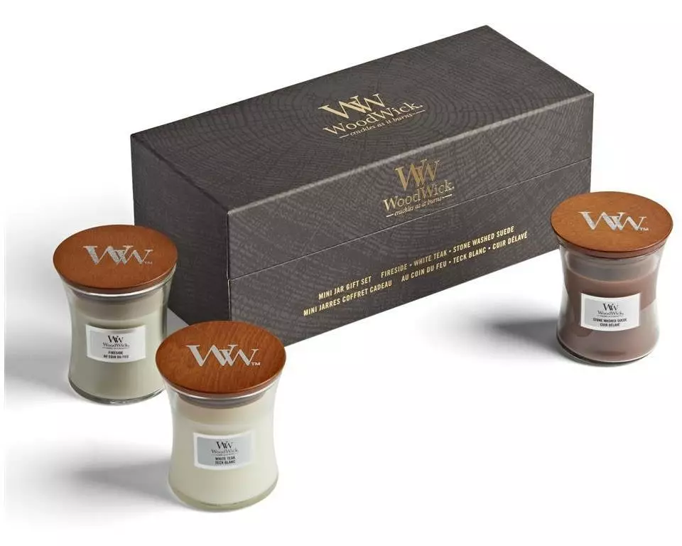 Woodwick Geschenkset Woody 3 Mini Jar